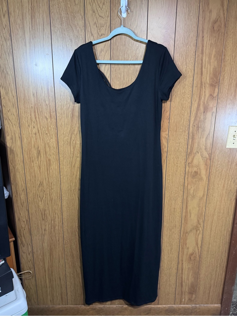 Classic Black Slim Maxi Dress with Butterfly open back design Size 2X NWT